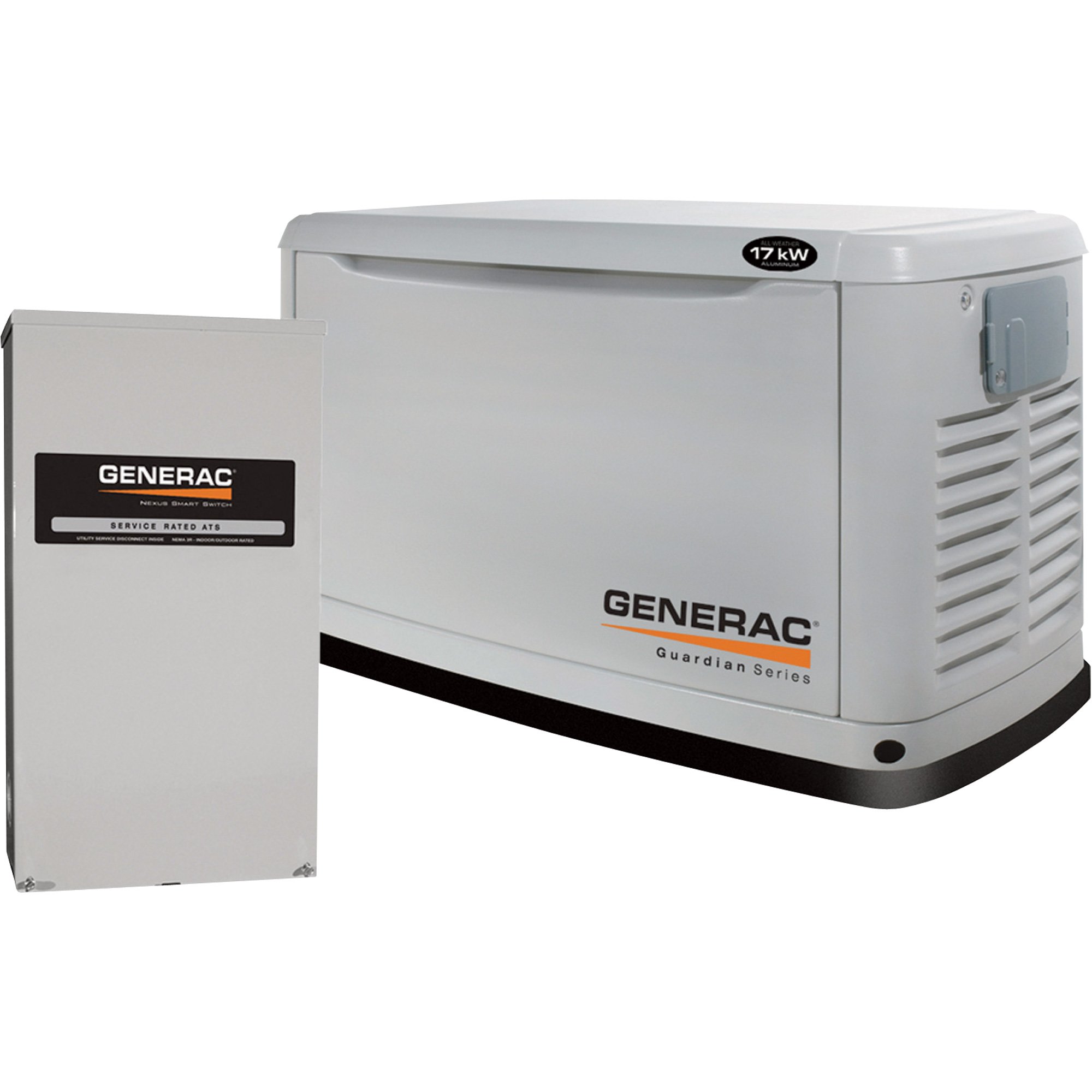 Generac GUARDIAN Standby Generator — 17 kW/16 kW, Aluminum, 200 Amp Service Rated Nexus Smart Switch, Model# 6053